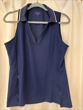 Athleta Navy Sleeveless Polo V‑Neck Tank